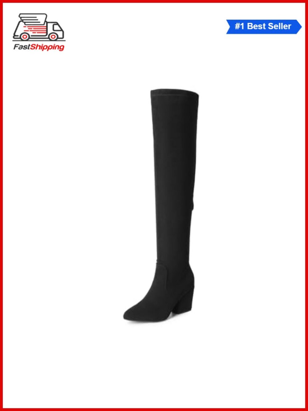 ✨ Women's Over the Knee High Heeled Boots Faux Suede Pointed Toe Block Heel